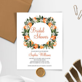 Budget Orange Bloral Bridal Dusche Einladung