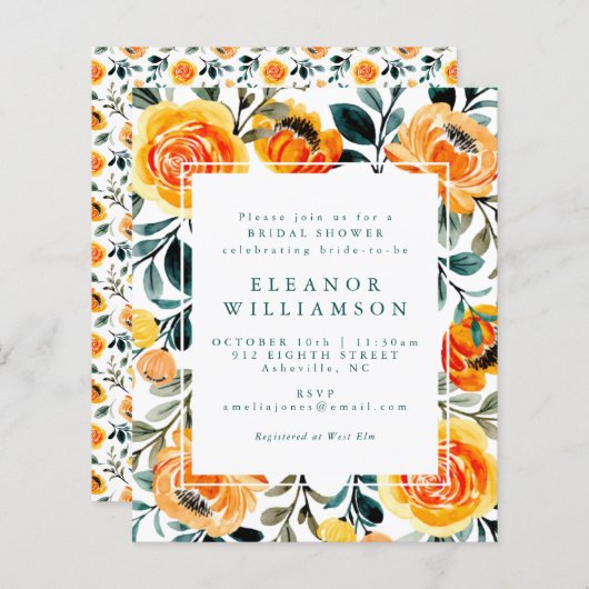 Budget Orange Blume Brautparty (Vorne/Hinten)