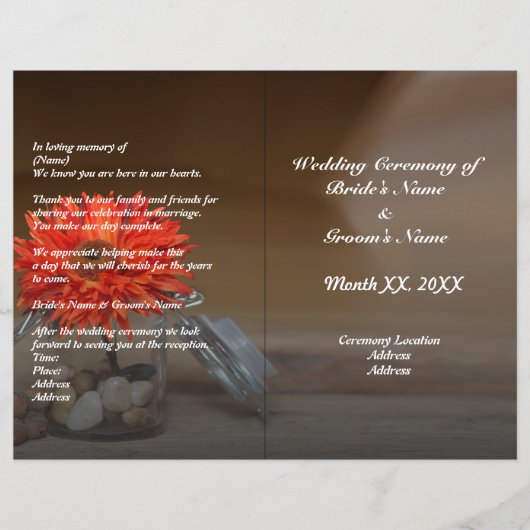 Budget Orange Blume in Mason Jar Wedding Programm Flyer (Vorne)