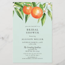 Budget Orange Citrus Bridal Dusche Einladung