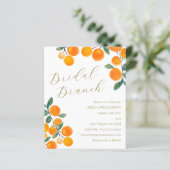 Budget Orange Citrus Fruit Bridal Brunch Einladung (Stehend Vorderseite)