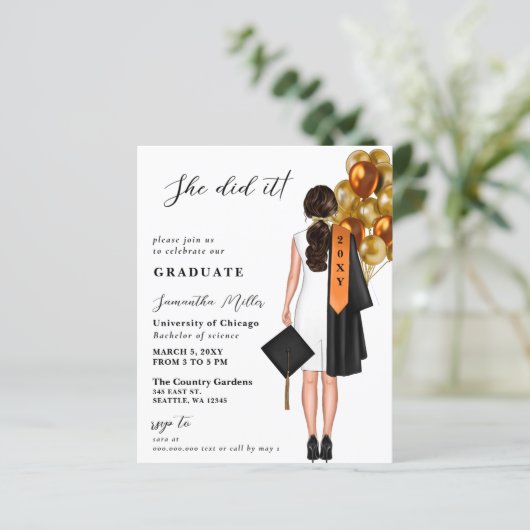 Budget Orange einfaches Foto Sie tat es Abschluss (Stehend Vorderseite)