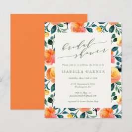 Budget Orange Floral Art Brautparty Einladung