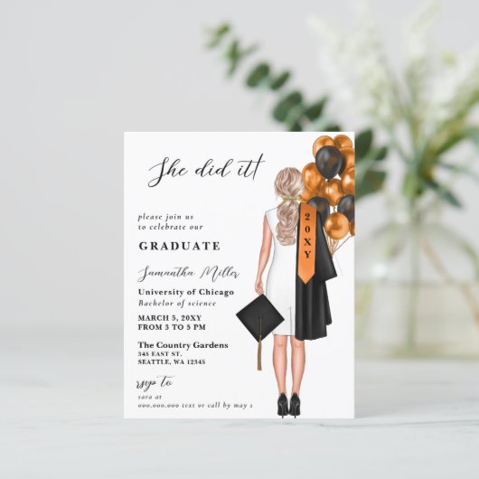 Budget Orange Foto Sie tat es Abschluss (Stehend Vorderseite)