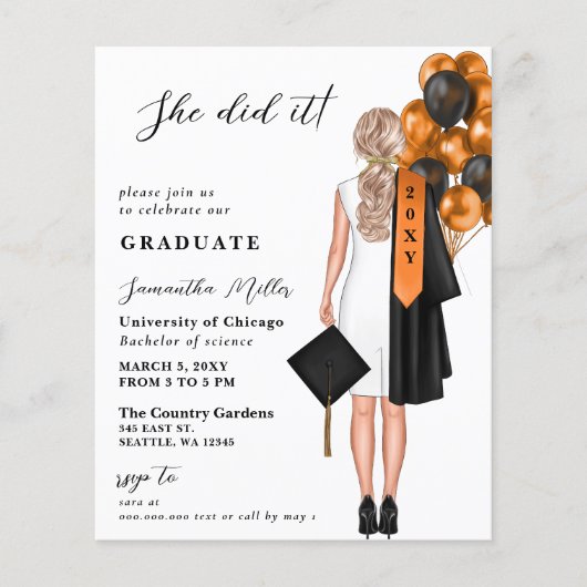 Budget Orange Foto Sie tat es Abschluss (Vorderseite)