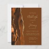 Budget Orange Gold Brown Agate Wedding Einladung (Vorderseite)