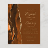Budget Orange Gold Brown Agate Wedding Einladung (Vorderseite)