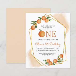 Budget Orange Kleine Süsse 1. Geburtstag Einladung