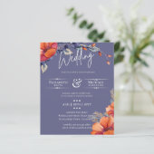 BUDGET Orange Lavender Floral Wedite Einladung (Stehend Vorderseite)