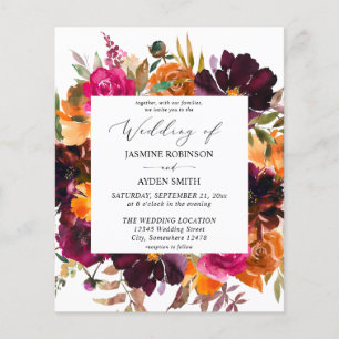 Budget Orange, Pink, Lila Herbstblumen 2 Hochzeit Flyer