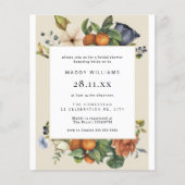 Budget Orange Summer Boho Bridal Dusche Einladung (Vorderseite)