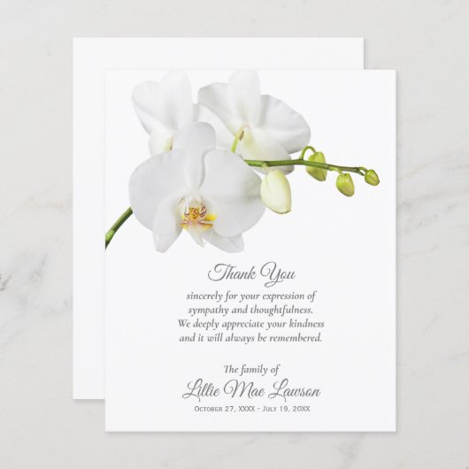 Budget Orchid Beerdigung Memorial Vielen Dank (Vorne/Hinten)