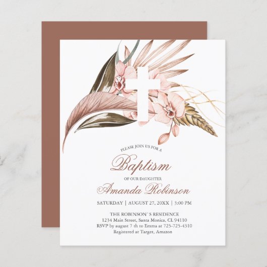 Budget Orchid Pampas Grass Terracotta Einladung (Vorne/Hinten)