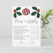 Budget Over oder Under Christmas Bridal Game Einladung (Stehend Vorderseite)