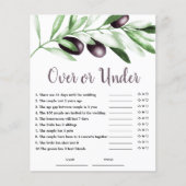 Budget Over oder Under Olive Brautparty Game (Vorderseite)