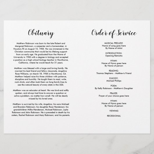 Budget Ozeandove-Beerdigung-Programm (Rückseite)