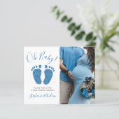 Budget Paare Foto Boy's Baby Shower Einladung (Stehend Vorderseite)
