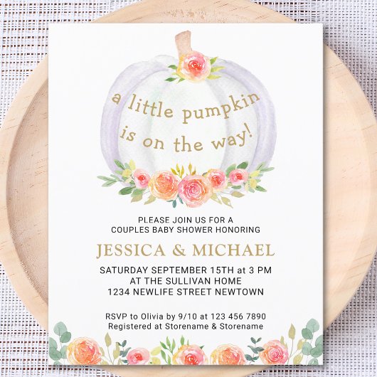 Budget Paare Pumpkin Floral Baby Dusche einladen