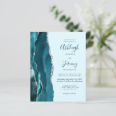 Budget Pale Aquamarin Silver Agate Hochzeit Einlad (Stehend Vorderseite)