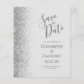 Budget Pale Grau Silver Glitzer Save the Date (Vorderseite)