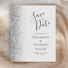Budget Pale Grau Silver Glitzer Save the Date