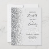 Budget Pale Gray Silver Glitzer Einladung Hochzeit (Vorderseite)