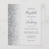 Budget Pale Gray Silver Glitzer Einladung Hochzeit (Vorderseite)