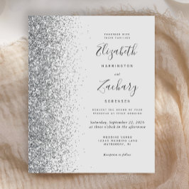 Budget Pale Gray Silver Glitzer Einladung Hochzeit