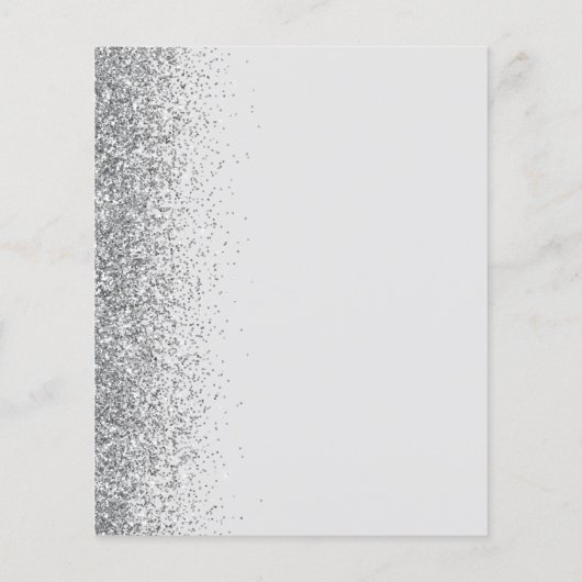 Budget Pale Gray Silver Glitzer Wedding Menu (Rückseite)