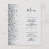 Budget Pale Gray Silver Glitzer Wedding Menu (Vorderseite)