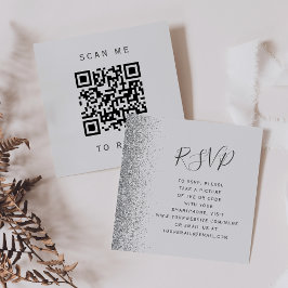 Budget Pale Gray Silver Wedding QR Code UAWG Begleitkarte