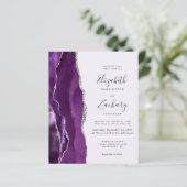 Budget Pale Lila Silver Agate Hochzeit Einladung (Stehend Vorderseite)