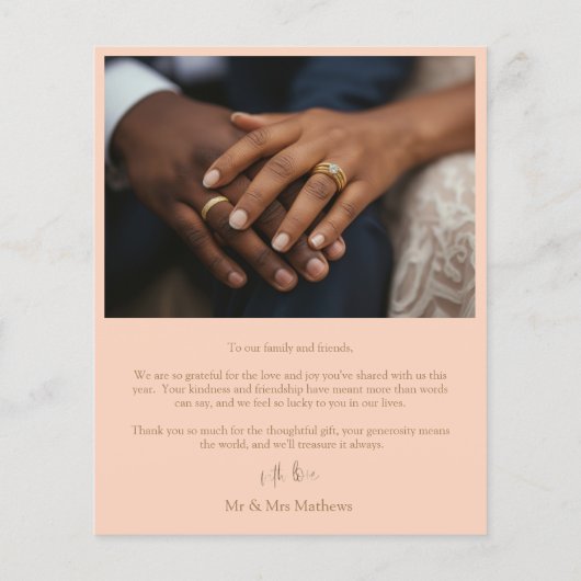 Budget Pale Peach & Gold 2 Foto Hochzeit Vielen Da (Rückseite)