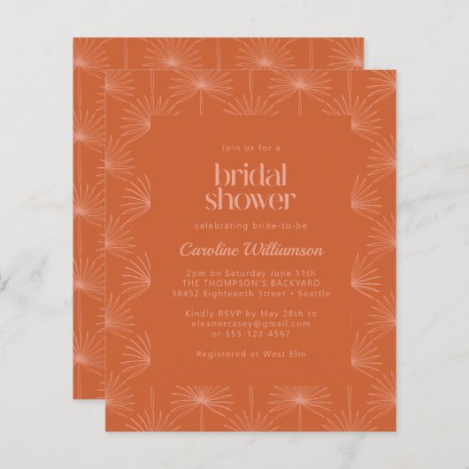 Budget Palm Botanical Burnt Orange Brautparty (Vorne/Hinten)