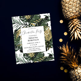 Budget Palm Leaf & Gold Graduation Party Flyer