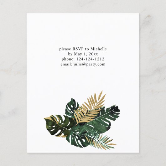 Budget Palm Leaf & Gold Greenery 1Graduation Party (Rückseite)