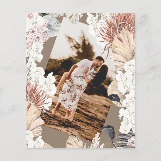 Budget Pampas Boho Beach Runde rettete unser Datum Flyer (Hinten)