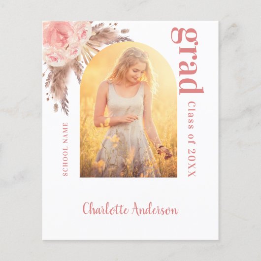 Budget Pampas Gras Blush Abschluss danke (Vorderseite)