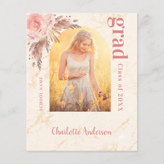 Budget Pampas Gras Blush Abschluss danke (Vorderseite)