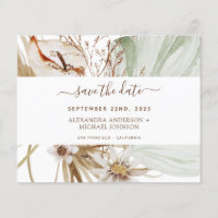 Budget Pampas Gras Boho Save the Date Flyer