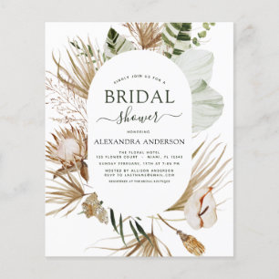 Budget Pampas Gras Boho Tropische Bridal Shower Flyer