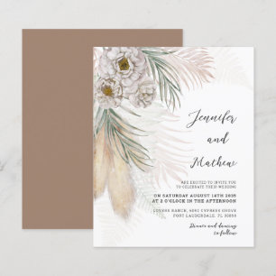 Budget Pampas Gras & Florale Hochzeitseinladung