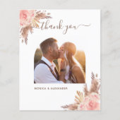 Budget Pampas Gras Foto Hochzeit danke (Vorderseite)