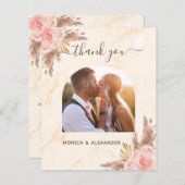 Budget Pampas Gras Foto Marmor Hochzeit danke (Vorne/Hinten)