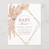 Budget Pampas Grass Baby Shower Boho Einladung (Vorderseite)