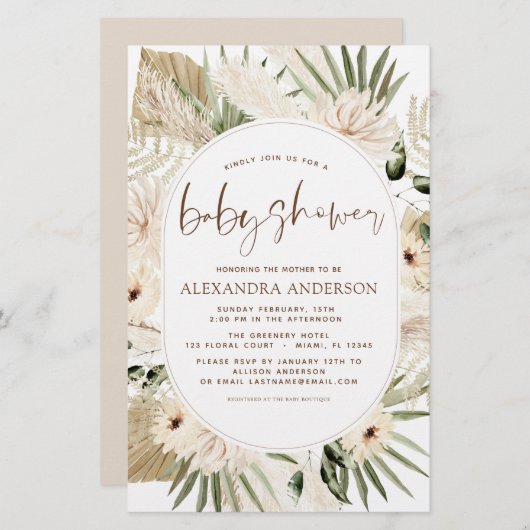 Budget Pampas Grass Baby Shower Boho Eucalyptus (Vorne/Hinten)