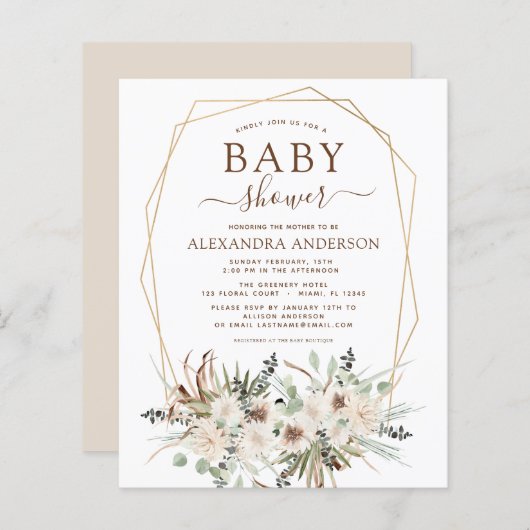 Budget Pampas Grass Baby Shower Boho Eucalyptus (Vorne/Hinten)