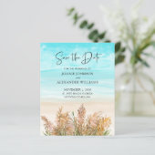 Budget Pampas Grass Beach Hochzeit Save the Date (Stehend Vorderseite)