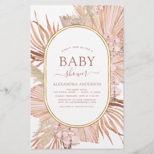 Budget Pampas Grass Bohemisch Boho Babydusche (Vorderseite)