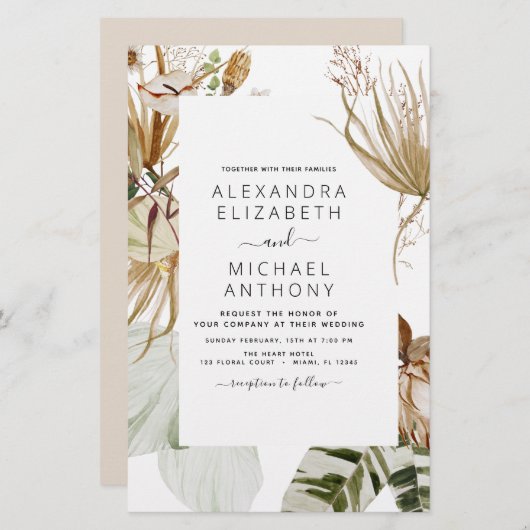 Budget Pampas Grass Bohemisch Boho Tropical Weddin (Vorne/Hinten)